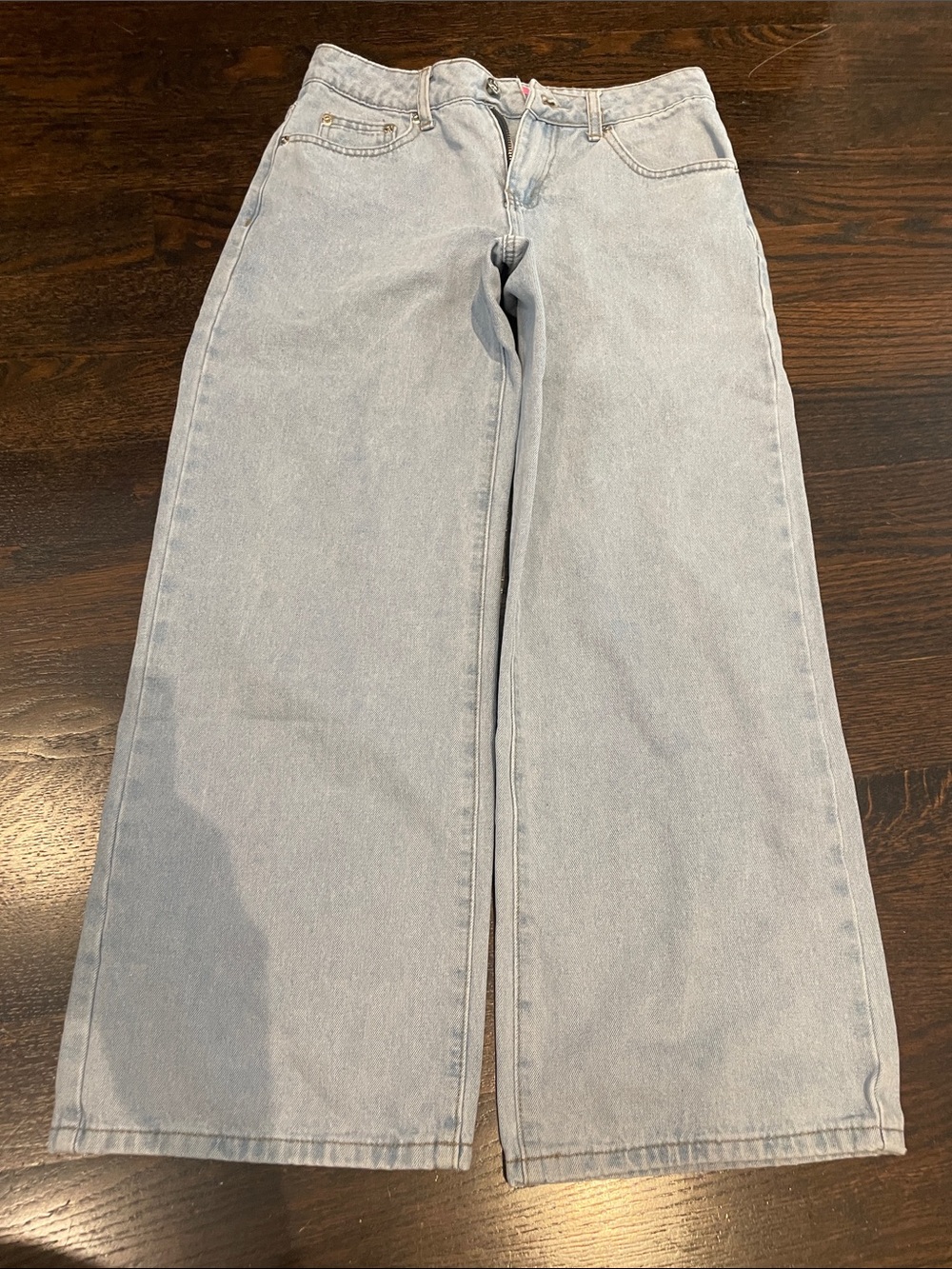 Edikted Pale Light Wash Denim Wide Leg Baggy Jeans, Size XS